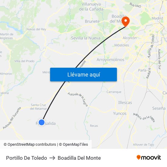 Portillo De Toledo to Boadilla Del Monte map