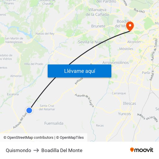 Quismondo to Boadilla Del Monte map