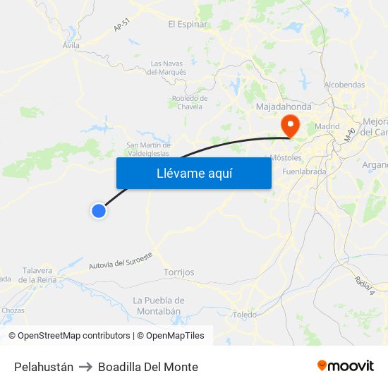 Pelahustán to Boadilla Del Monte map
