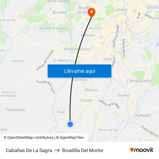 Cabañas De La Sagra to Boadilla Del Monte map