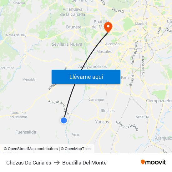 Chozas De Canales to Boadilla Del Monte map