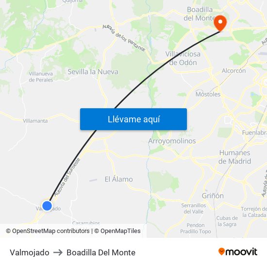 Valmojado to Boadilla Del Monte map