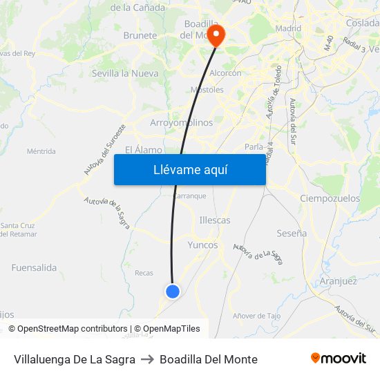 Villaluenga De La Sagra to Boadilla Del Monte map