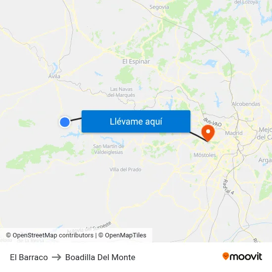 El Barraco to Boadilla Del Monte map