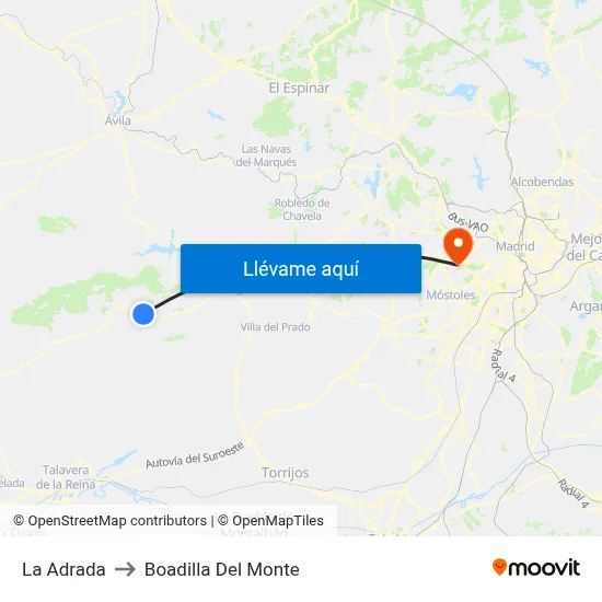La Adrada to Boadilla Del Monte map