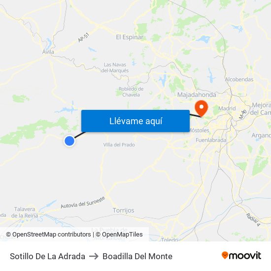 Sotillo De La Adrada to Boadilla Del Monte map