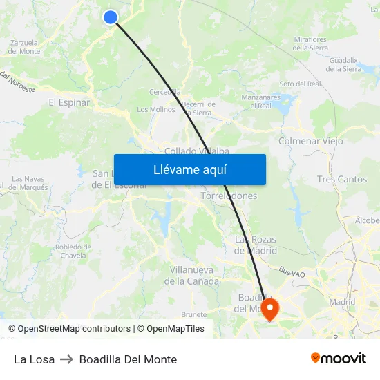 La Losa to Boadilla Del Monte map