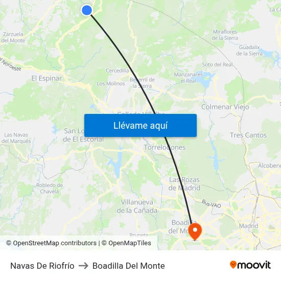 Navas De Riofrío to Boadilla Del Monte map