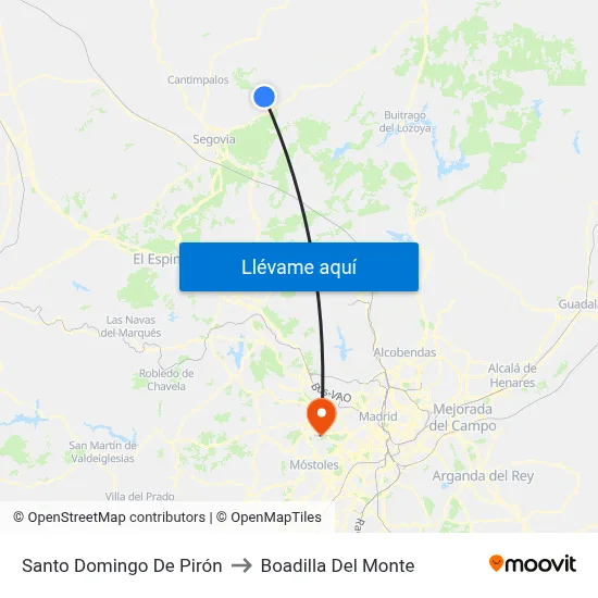 Santo Domingo De Pirón to Boadilla Del Monte map