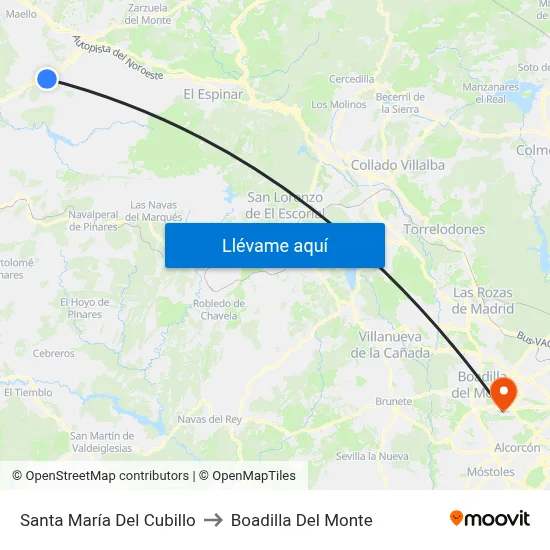 Santa María Del Cubillo to Boadilla Del Monte map