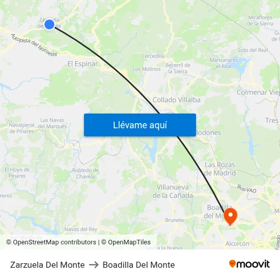 Zarzuela Del Monte to Boadilla Del Monte map