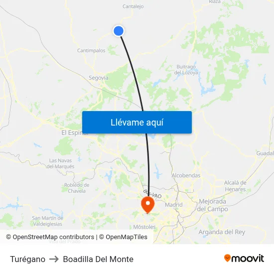Turégano to Boadilla Del Monte map