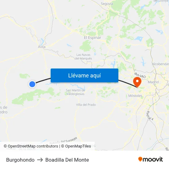Burgohondo to Boadilla Del Monte map