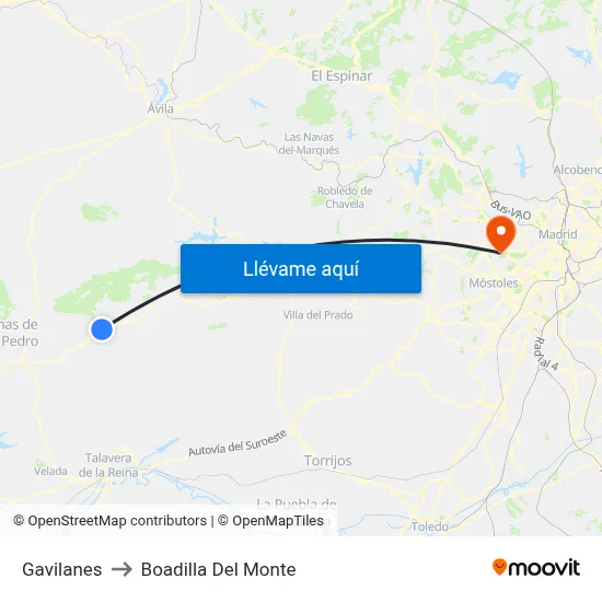 Gavilanes to Boadilla Del Monte map