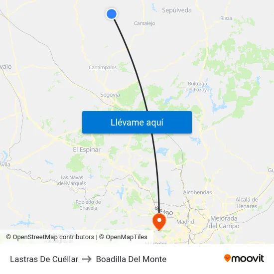 Lastras De Cuéllar to Boadilla Del Monte map