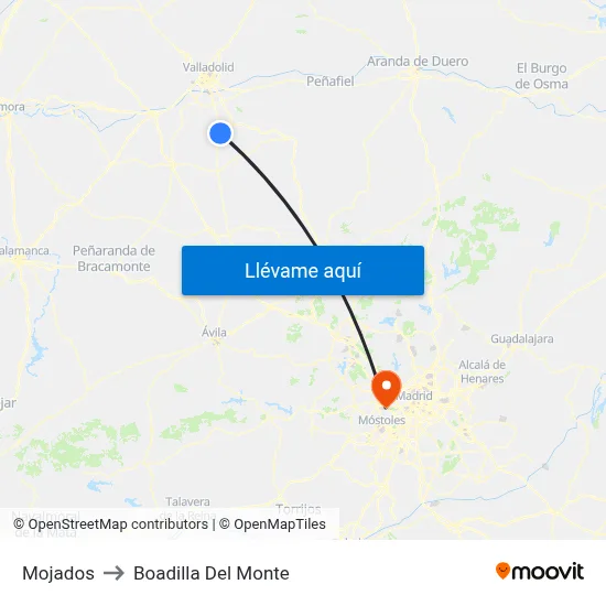 Mojados to Boadilla Del Monte map