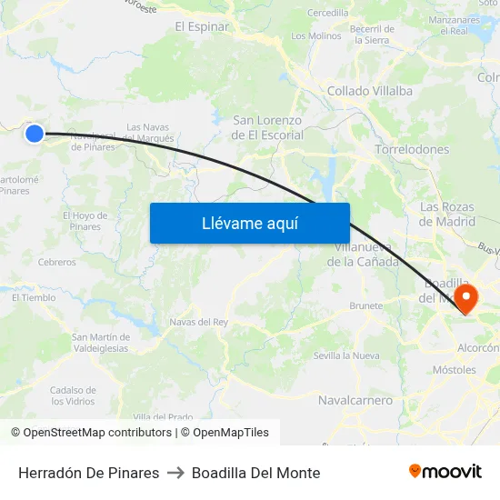 Herradón De Pinares to Boadilla Del Monte map