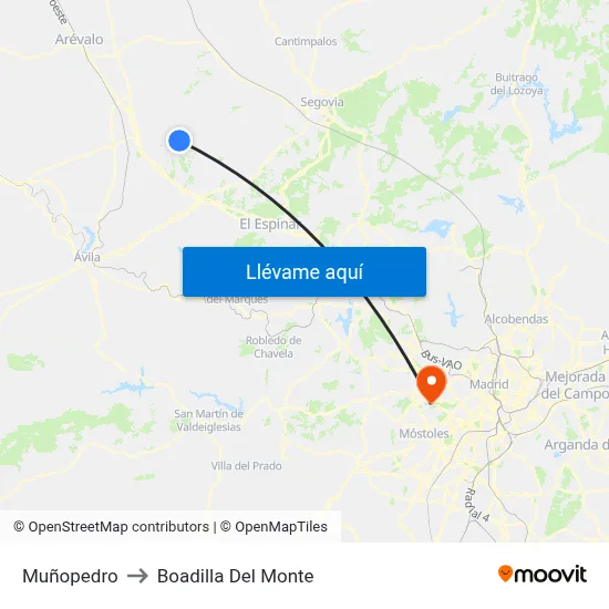 Muñopedro to Boadilla Del Monte map