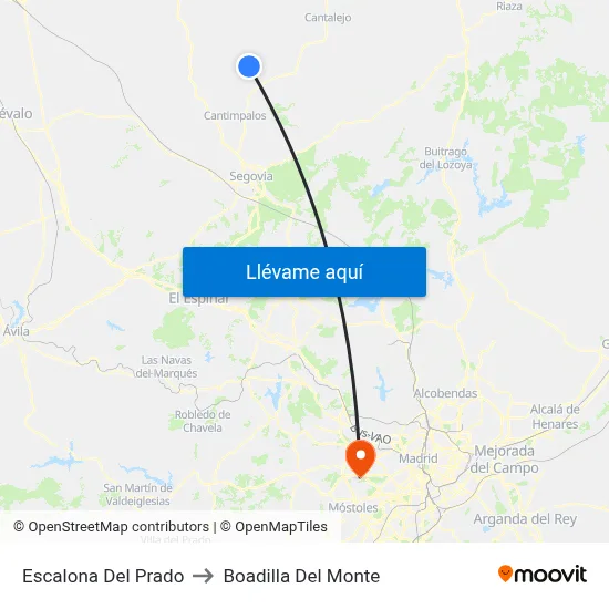 Escalona Del Prado to Boadilla Del Monte map