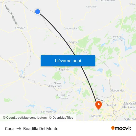 Coca to Boadilla Del Monte map