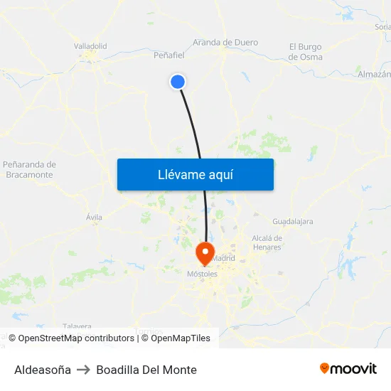 Aldeasoña to Boadilla Del Monte map