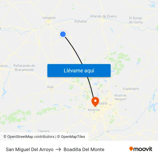 San Miguel Del Arroyo to Boadilla Del Monte map