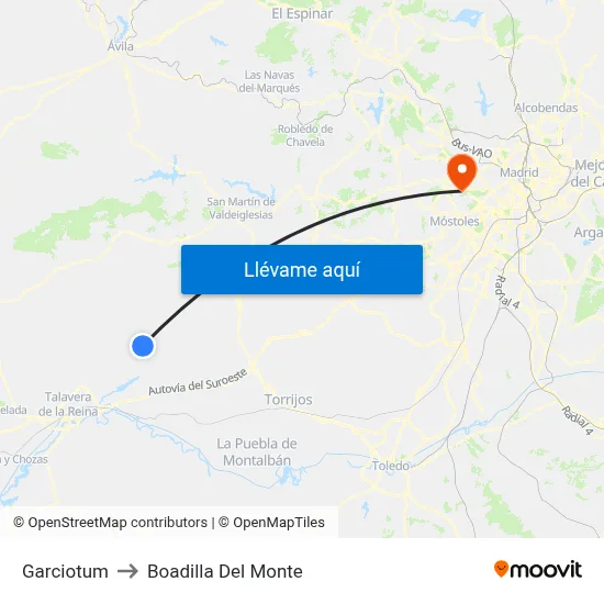 Garciotum to Boadilla Del Monte map