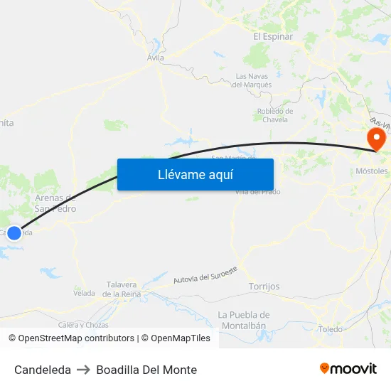 Candeleda to Boadilla Del Monte map