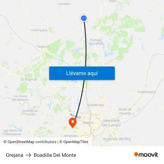 Orejana to Boadilla Del Monte map
