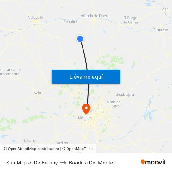 San Miguel De Bernuy to Boadilla Del Monte map
