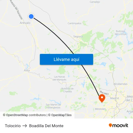 Tolocirio to Boadilla Del Monte map