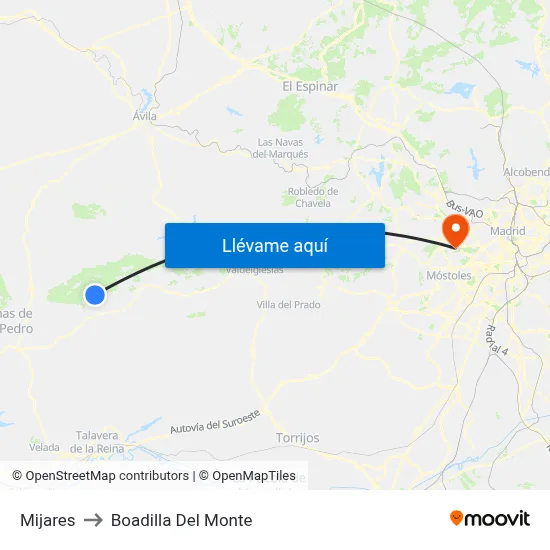 Mijares to Boadilla Del Monte map