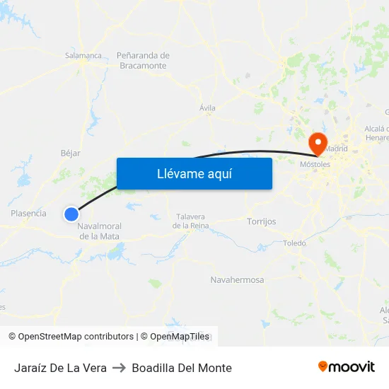 Jaraíz De La Vera to Boadilla Del Monte map