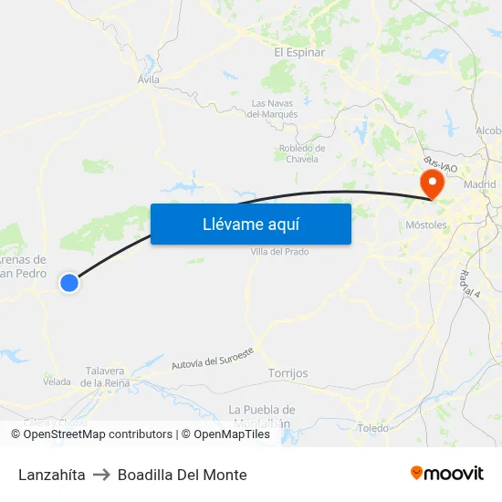 Lanzahíta to Boadilla Del Monte map