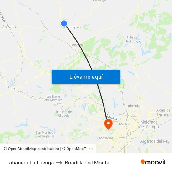 Tabanera La Luenga to Boadilla Del Monte map