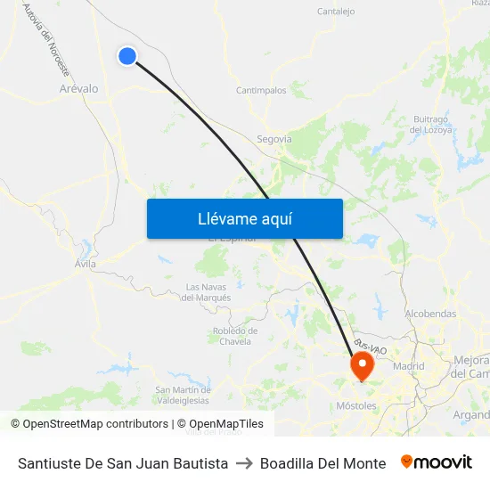 Santiuste De San Juan Bautista to Boadilla Del Monte map