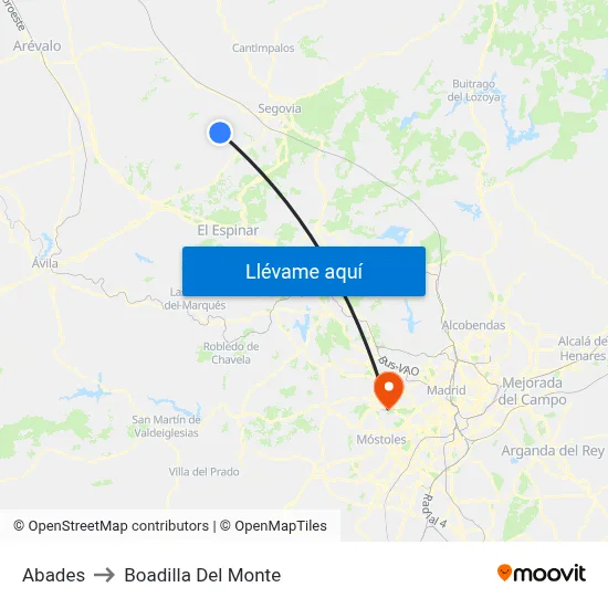Abades to Boadilla Del Monte map