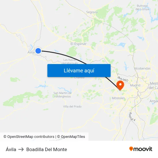 Ávila to Boadilla Del Monte map