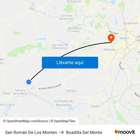 San Román De Los Montes to Boadilla Del Monte map