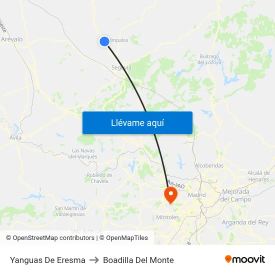 Yanguas De Eresma to Boadilla Del Monte map