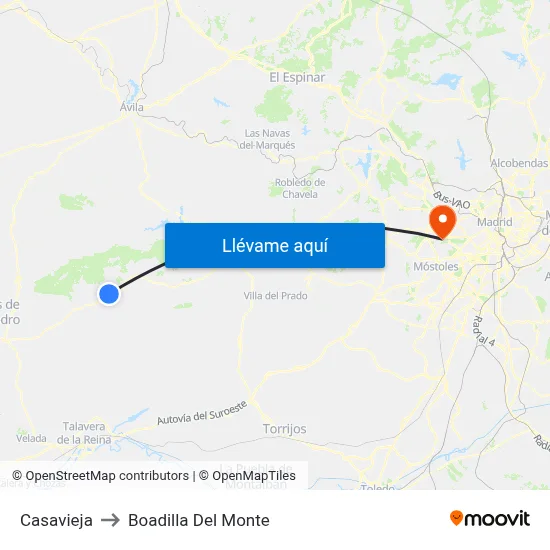 Casavieja to Boadilla Del Monte map