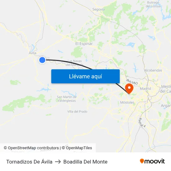 Tornadizos De Ávila to Boadilla Del Monte map