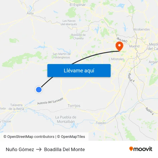 Nuño Gómez to Boadilla Del Monte map