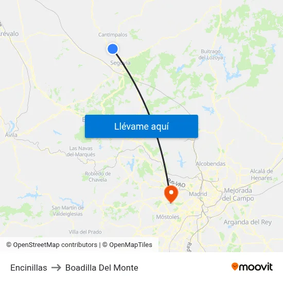 Encinillas to Boadilla Del Monte map