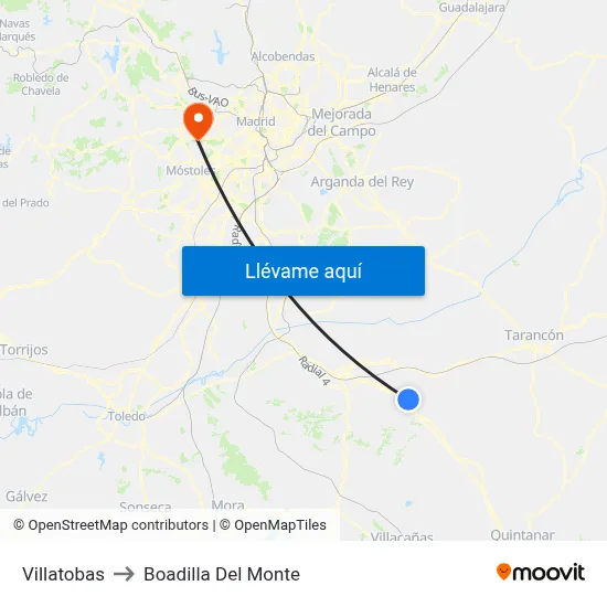 Villatobas to Boadilla Del Monte map