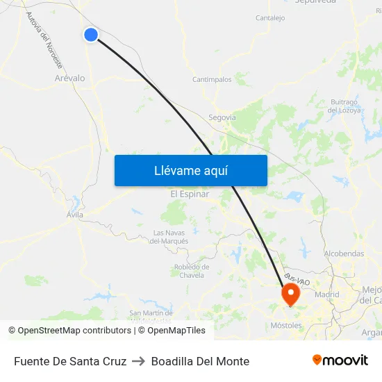 Fuente De Santa Cruz to Boadilla Del Monte map
