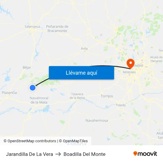 Jarandilla De La Vera to Boadilla Del Monte map