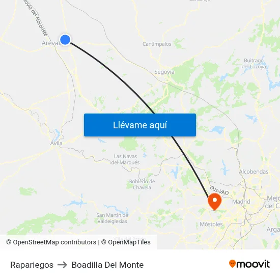 Rapariegos to Boadilla Del Monte map