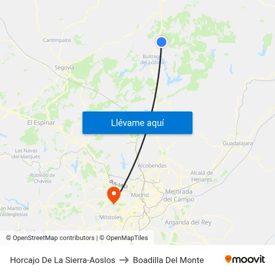 Horcajo De La Sierra-Aoslos to Boadilla Del Monte map