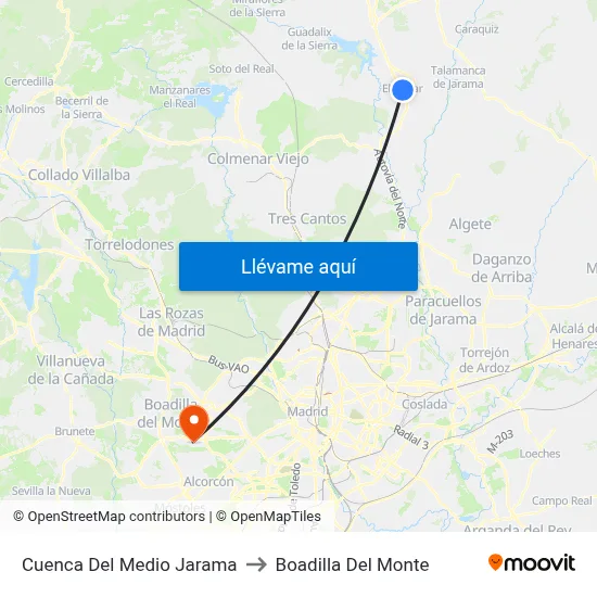 Cuenca Del Medio Jarama to Boadilla Del Monte map